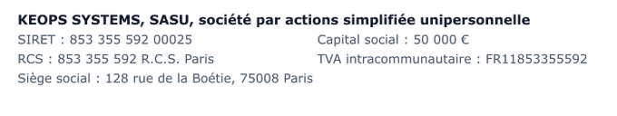 Informations éditeur du site
